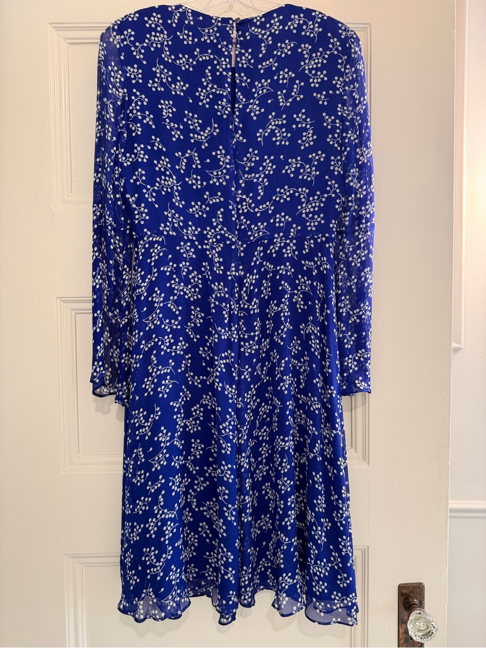 LK Bennett Cobalt Blue Long-Sleeve Floral Dress - Size 8 - Picture 2 of 4
